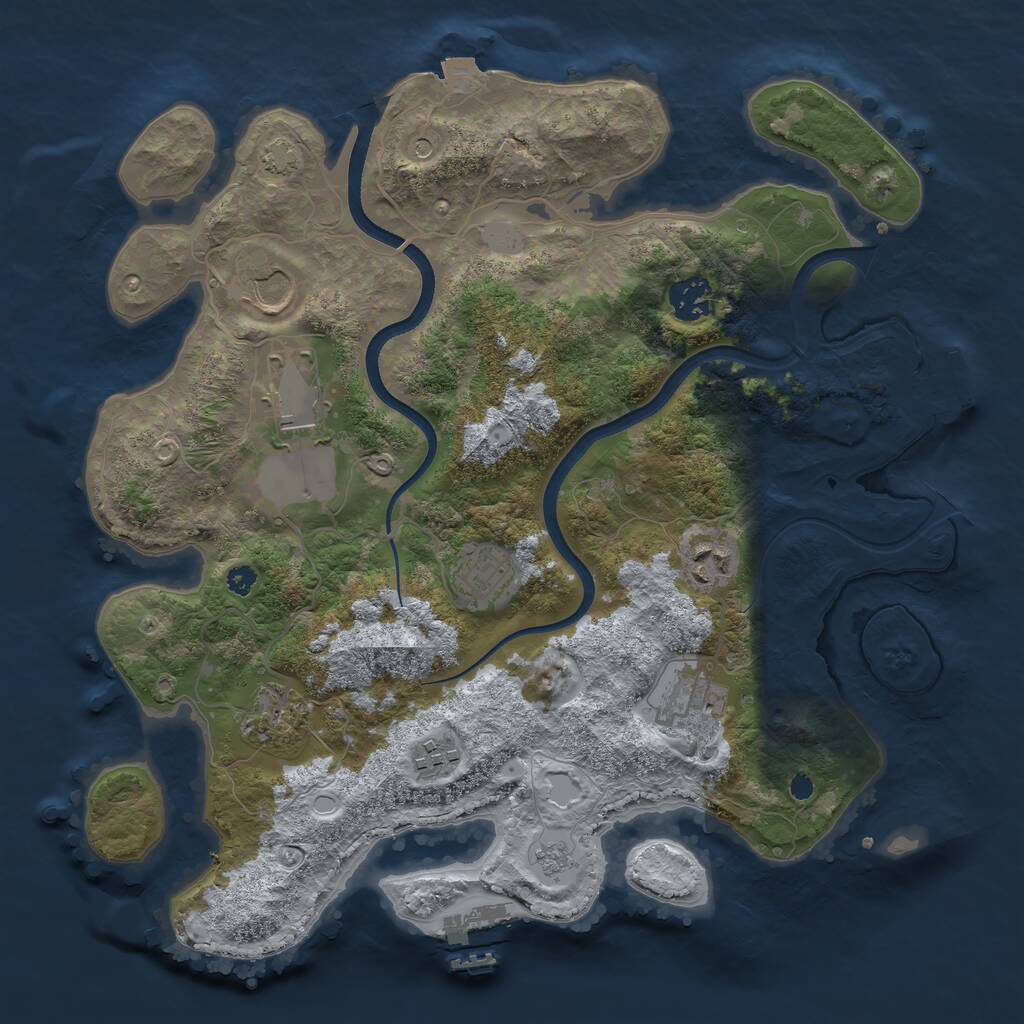 Rust Map: Procedural Map, Size: 3500, Seed: 1266599206, 14 Monuments