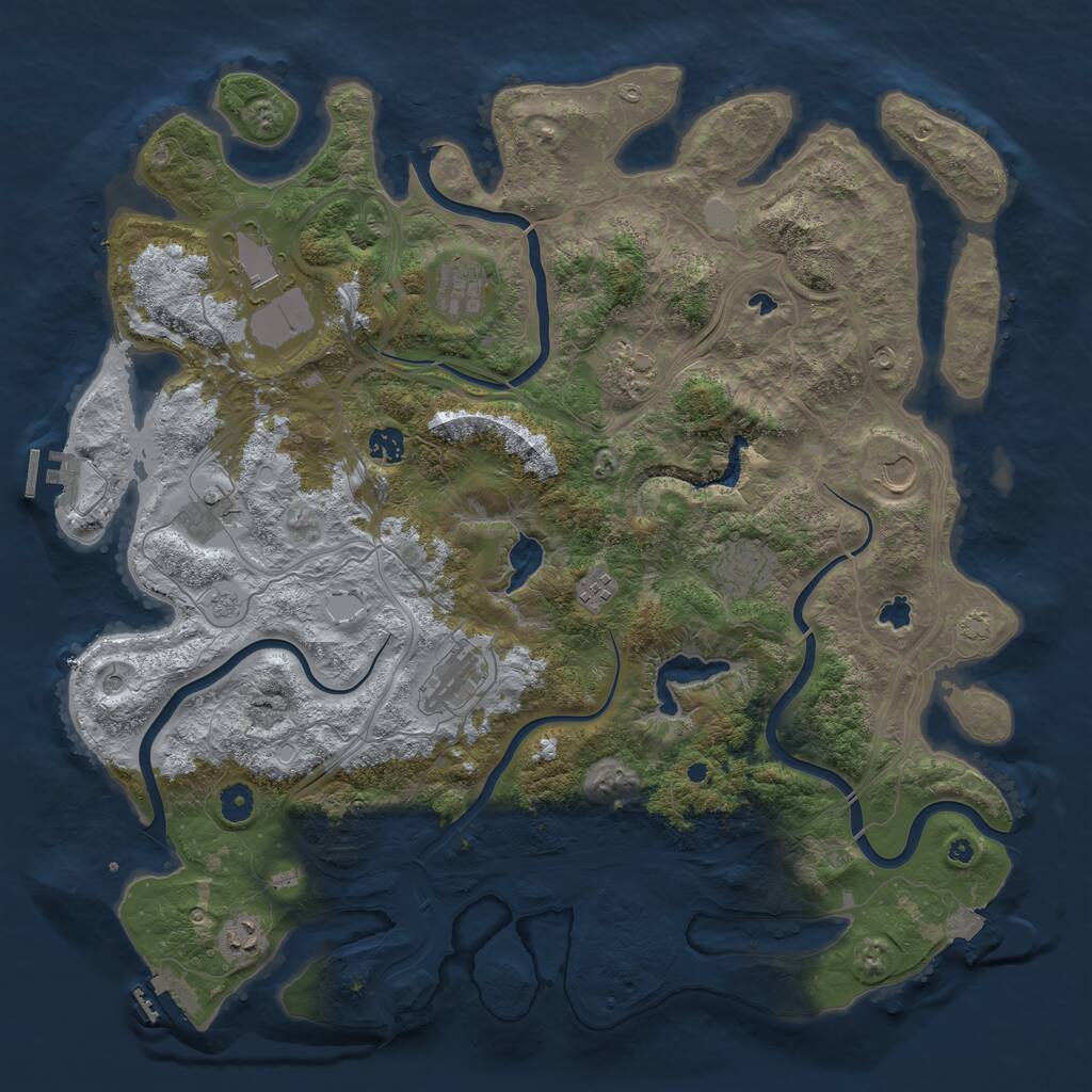 Rust Map: Procedural Map, Size: 4500, Seed: 469665, 16 Monuments