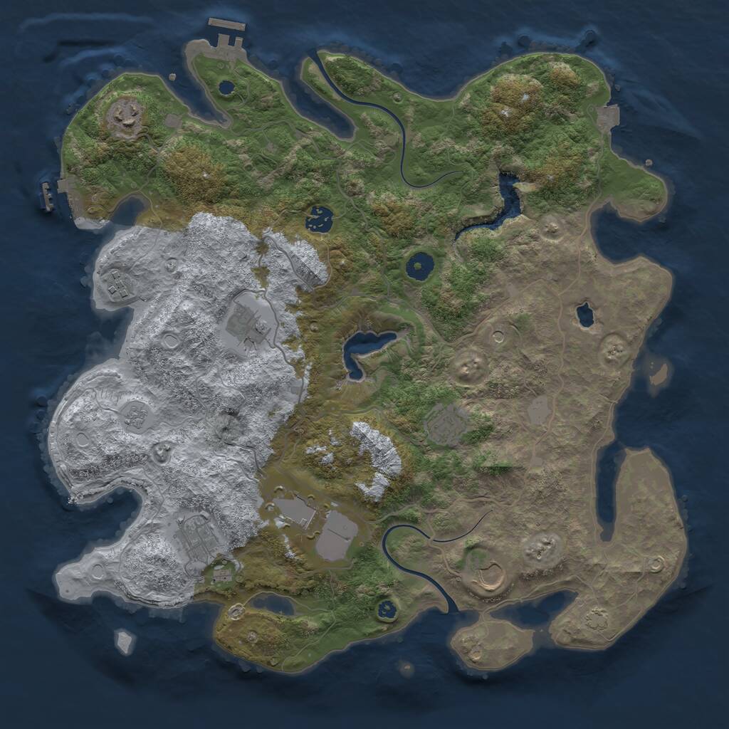 Rust Map: Procedural Map, Size: 4000, Seed: 70129982, 14 Monuments