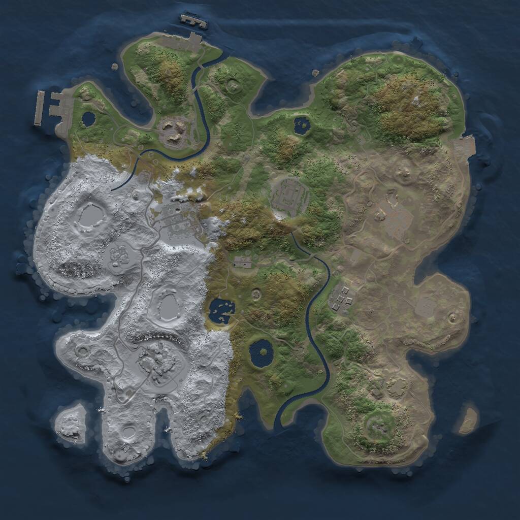 Rust Map: Procedural Map, Size: 3000, Seed: 18169, 12 Monuments