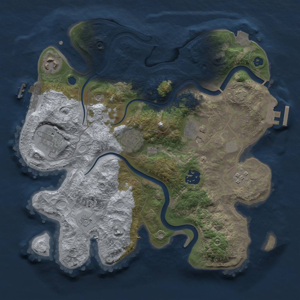 Rust Map: Procedural Map, Size: 3000, Seed: 18169, 12 Monuments