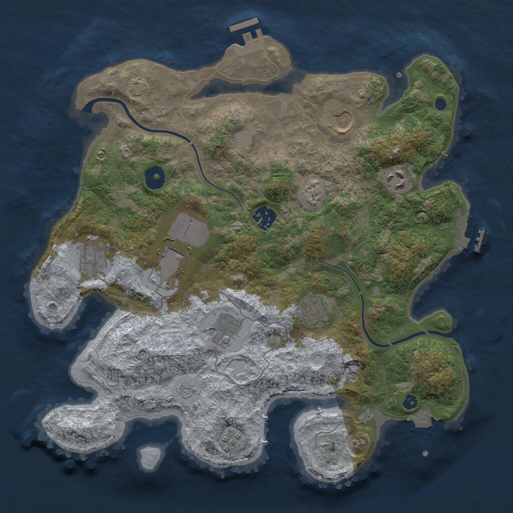 Rust Map: Procedural Map, Size: 3500, Seed: 1658775880, 14 Monuments