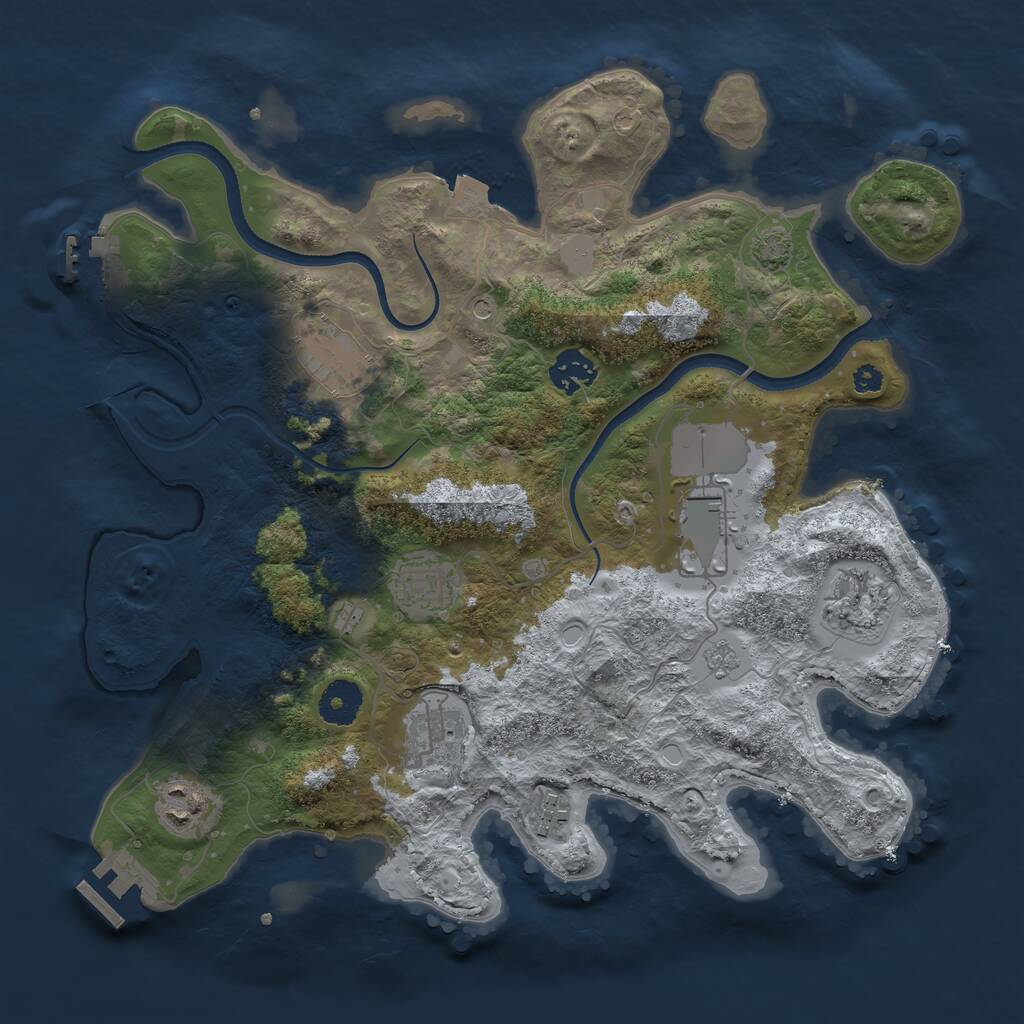 Rust Map: Procedural Map, Size: 3500, Seed: 1428232754, 14 Monuments