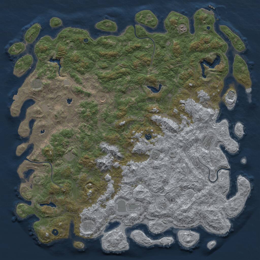 Rust Map: Procedural Map, Size: 6000, Seed: 65128, 16 Monuments