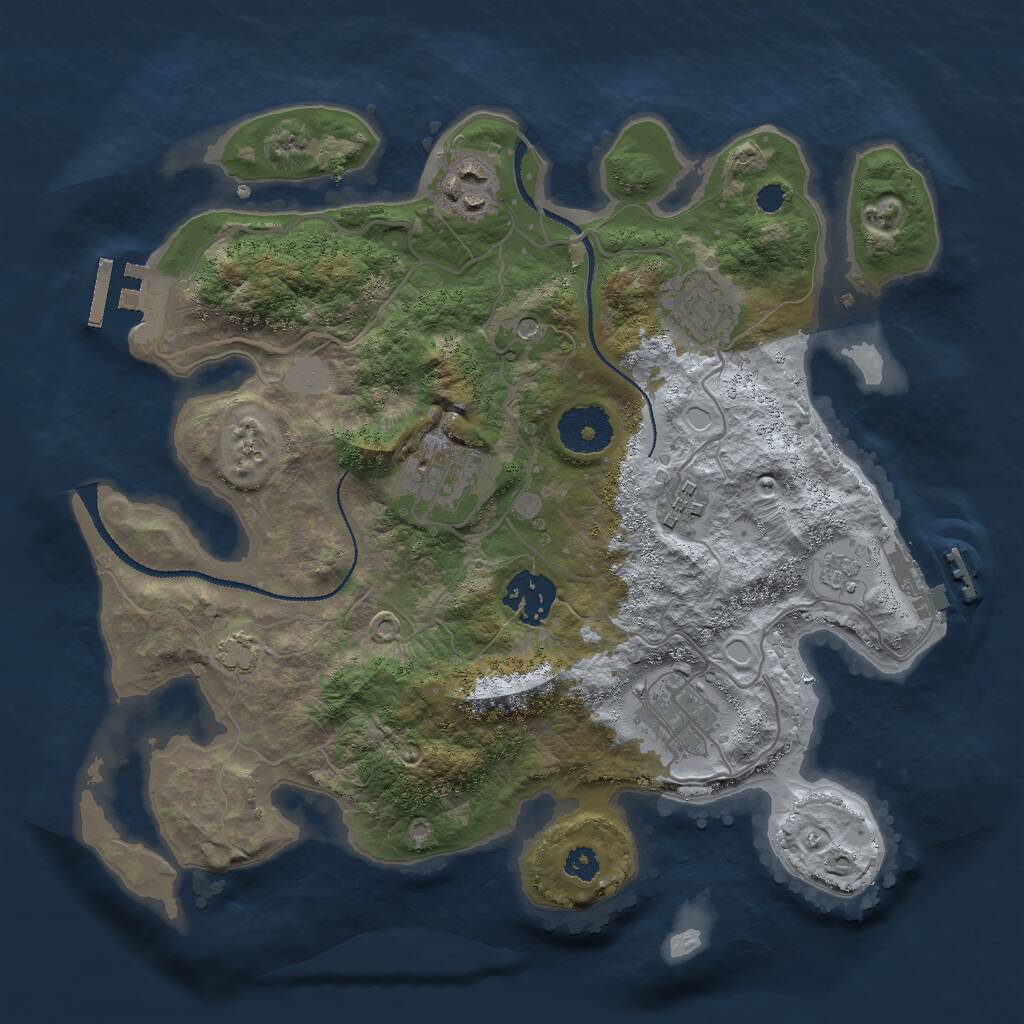 Rust Map: Procedural Map, Size: 3000, Seed: 142716460, 12 Monuments