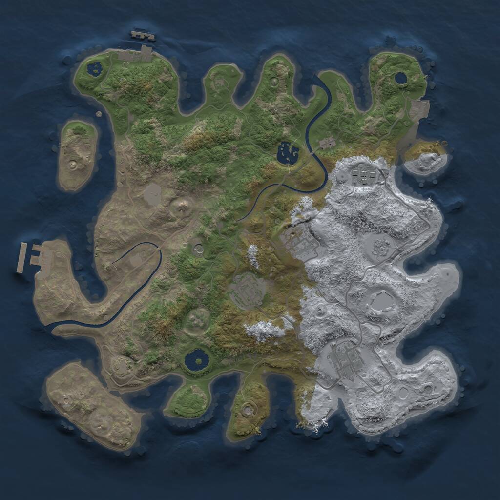 Rust Map: Procedural Map, Size: 3300, Seed: 1880472998, 11 Monuments