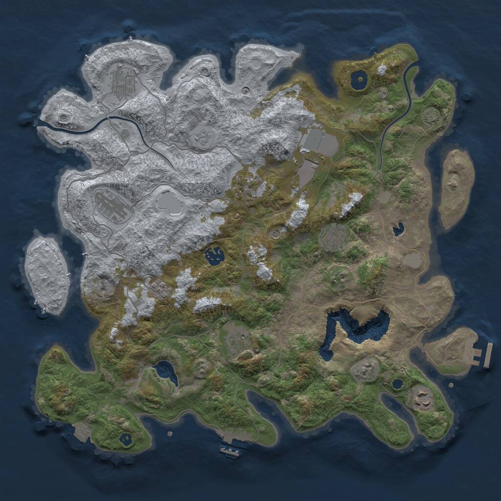 Rust Map: Procedural Map, Size: 4000, Seed: 932145829, 15 Monuments