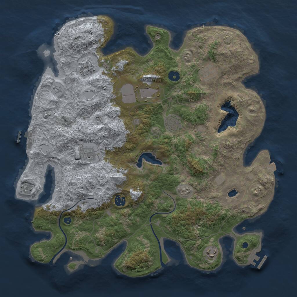 Rust Map: Procedural Map, Size: 4000, Seed: 49992, 14 Monuments