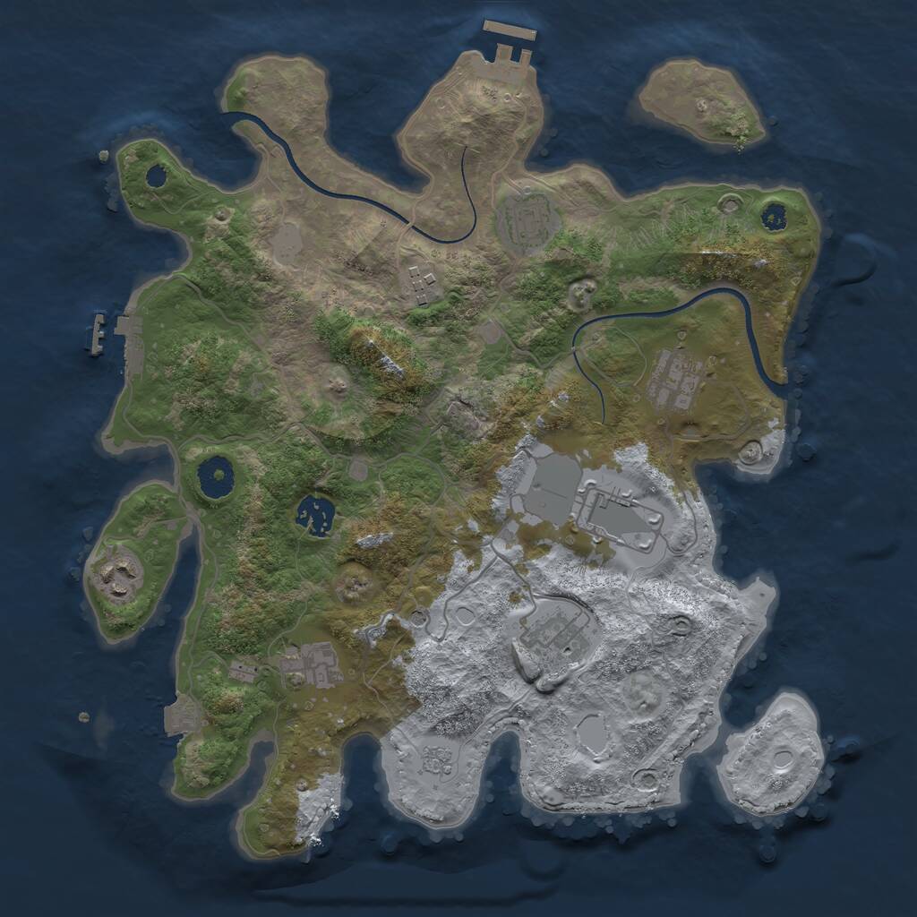 Rust Map: Procedural Map, Size: 3500, Seed: 1583328727, 13 Monuments
