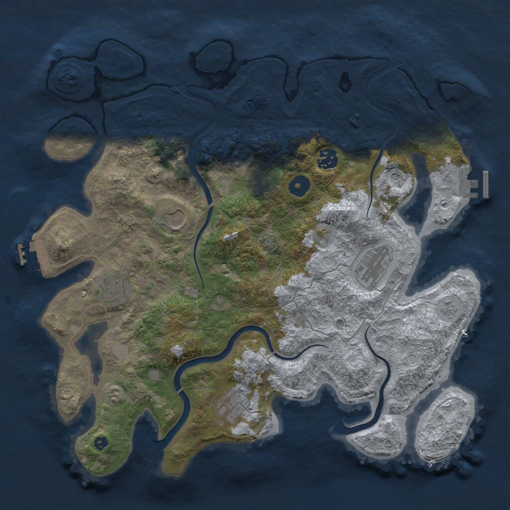 Rust Map: Procedural Map, Size: 3700, Seed: 849239090, 12 Monuments
