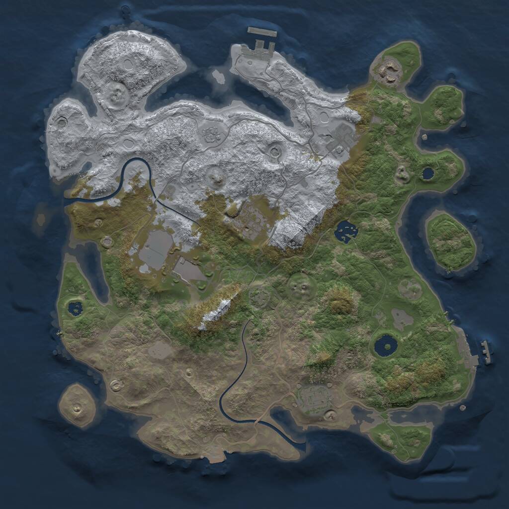 Rust Map: Procedural Map, Size: 3500, Seed: 1998660118, 12 Monuments