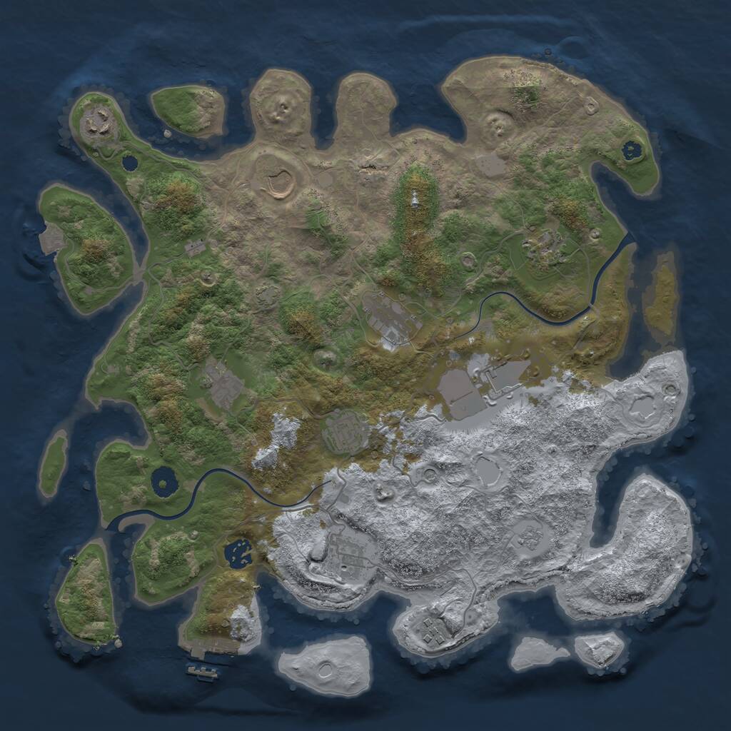 Rust Map: Procedural Map, Size: 3800, Seed: 592076672, 15 Monuments