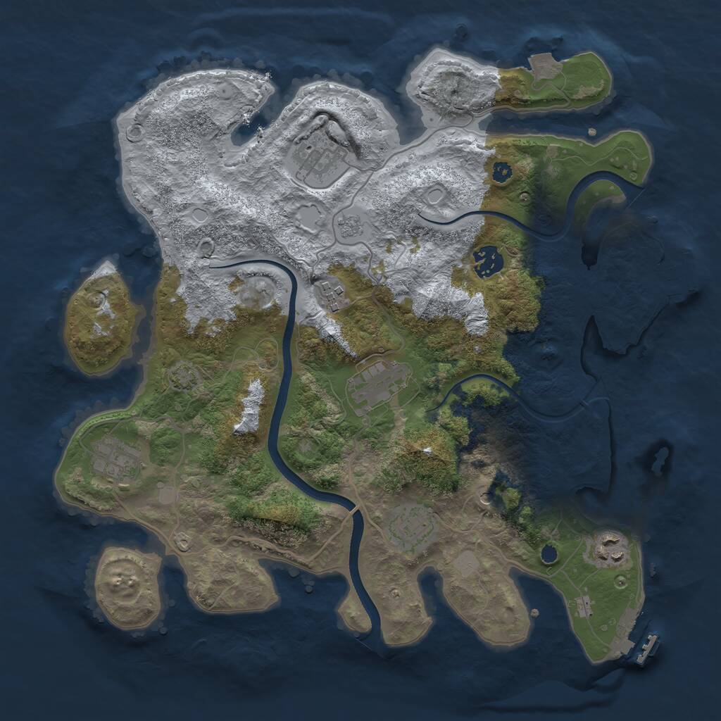 Rust Map: Procedural Map, Size: 3500, Seed: 1152696980, 13 Monuments