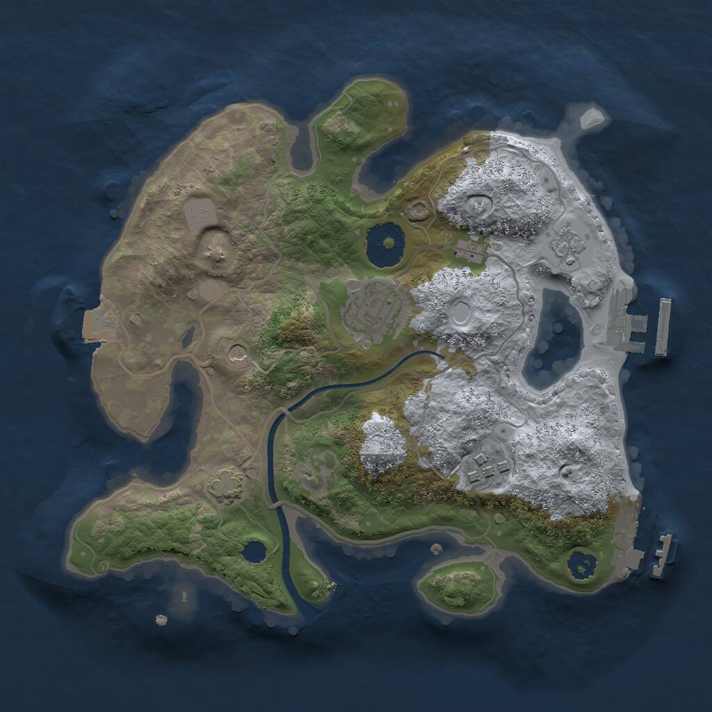 Rust Map: Procedural Map, Size: 2500, Seed: 861655, 8 Monuments