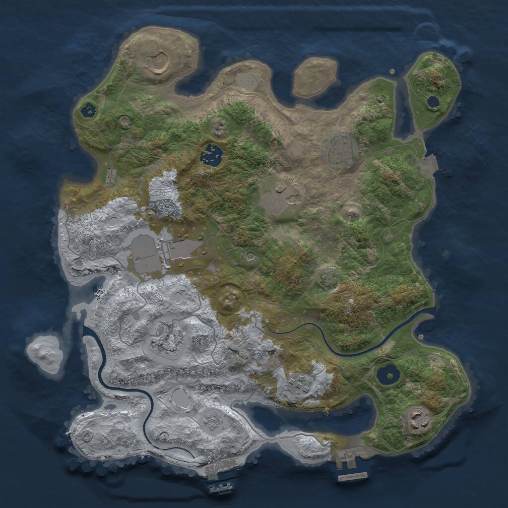 Rust Map: Procedural Map, Size: 3500, Seed: 330839122, 14 Monuments
