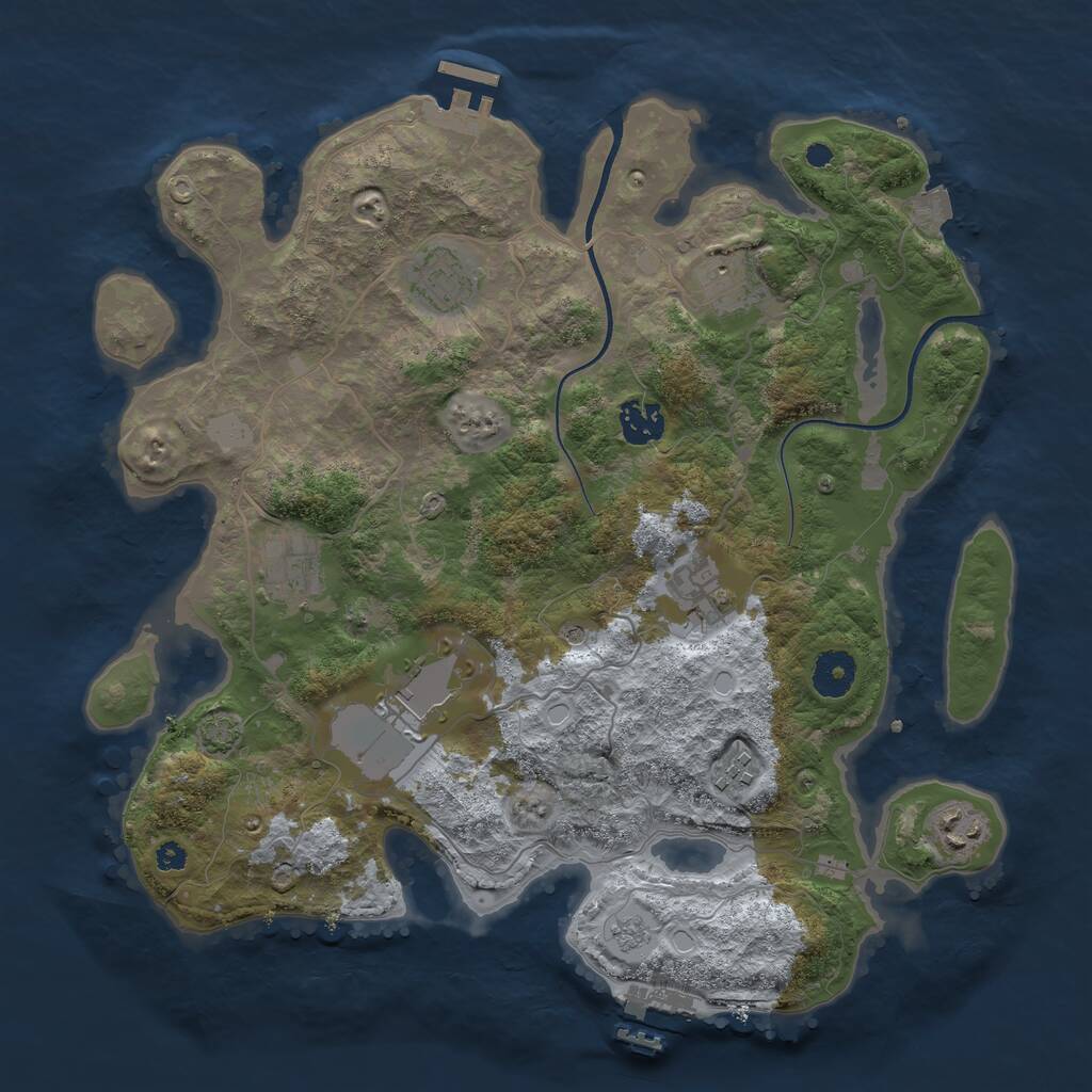 Rust Map: Procedural Map, Size: 3600, Seed: 128282, 14 Monuments