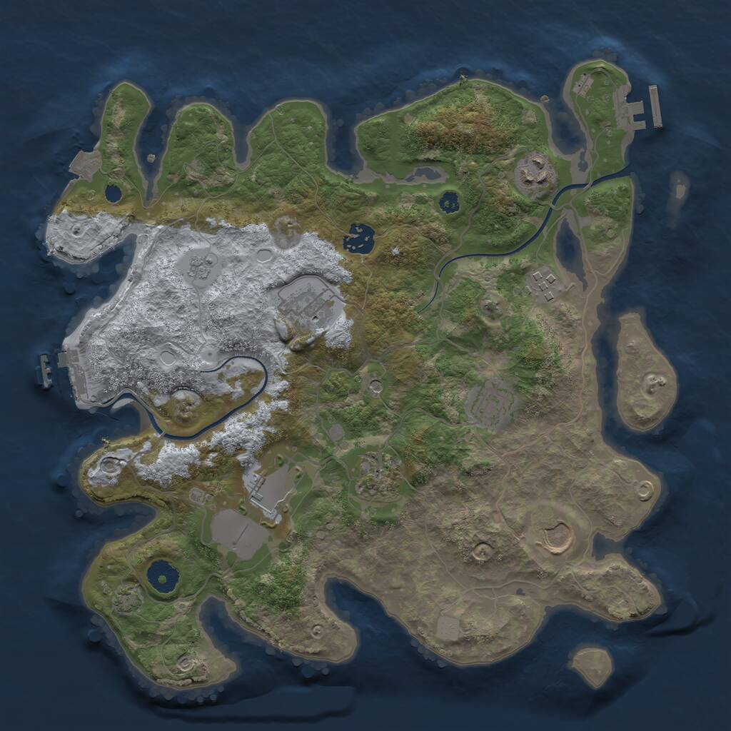 Rust Map: Procedural Map, Size: 3500, Seed: 851965377, 14 Monuments