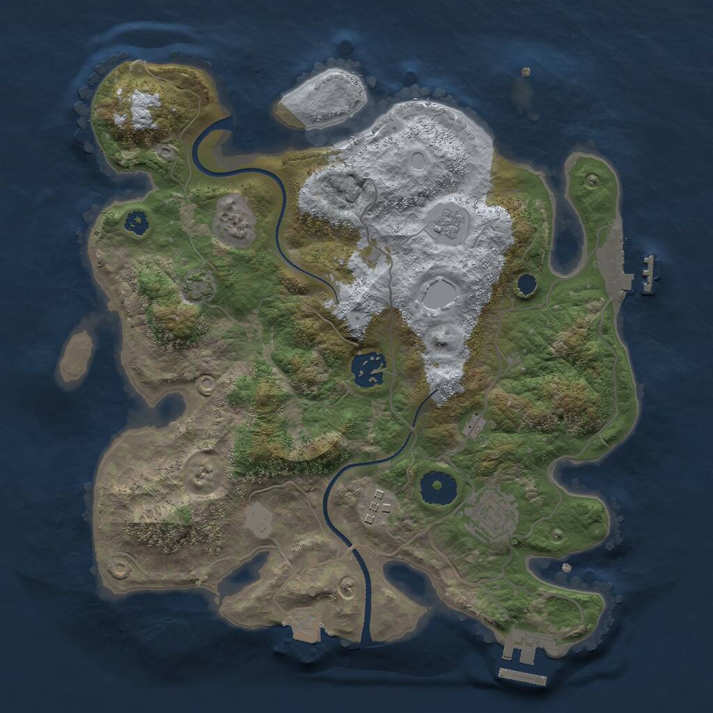 Rust Map: Procedural Map, Size: 3000, Seed: 1094691793, 8 Monuments