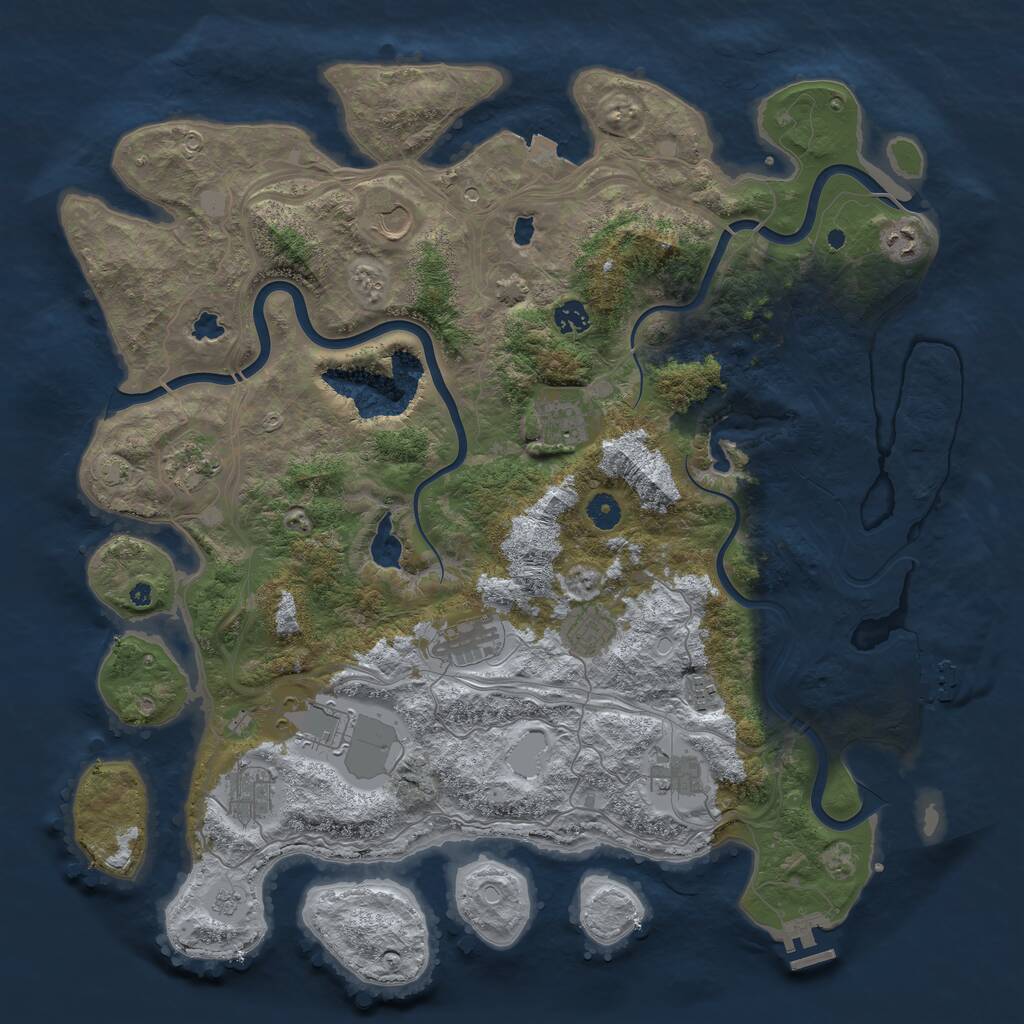 Rust Map: Procedural Map, Size: 4500, Seed: 12487, 17 Monuments