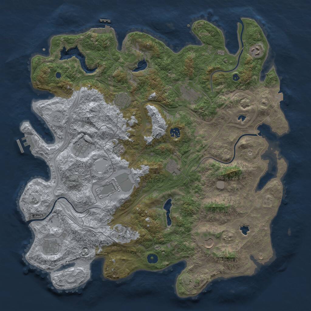 Rust Map: Procedural Map, Size: 4500, Seed: 46521, 17 Monuments