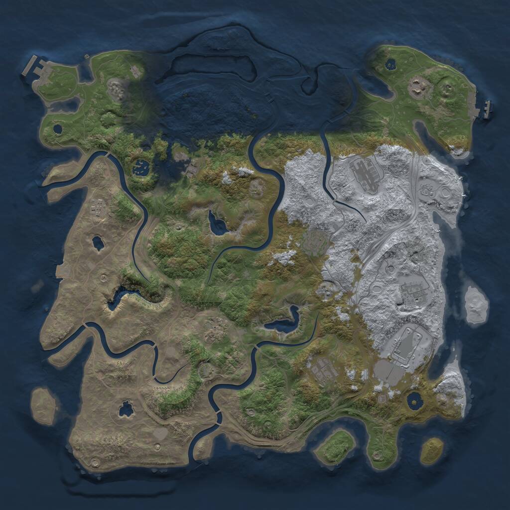 Rust Map: Procedural Map, Size: 4500, Seed: 1954904409, 16 Monuments