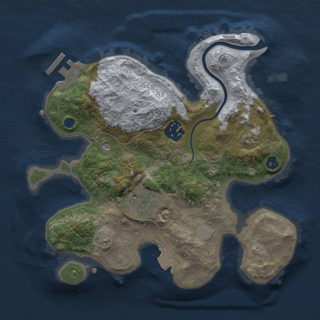 Rust Map: Procedural Map, Size: 2500, Seed: 21483, 6 Monuments