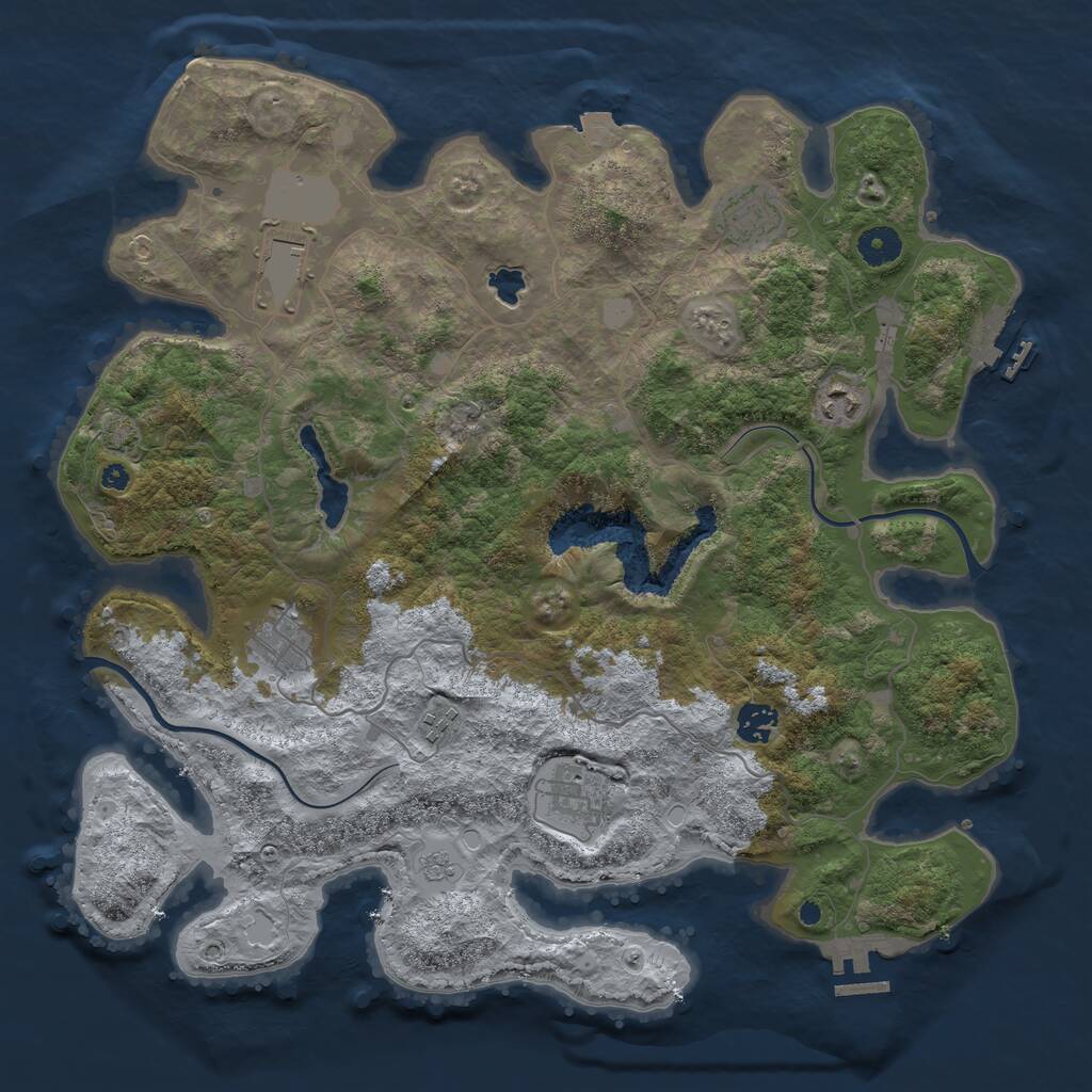 Rust Map: Procedural Map, Size: 4000, Seed: 46520, 12 Monuments