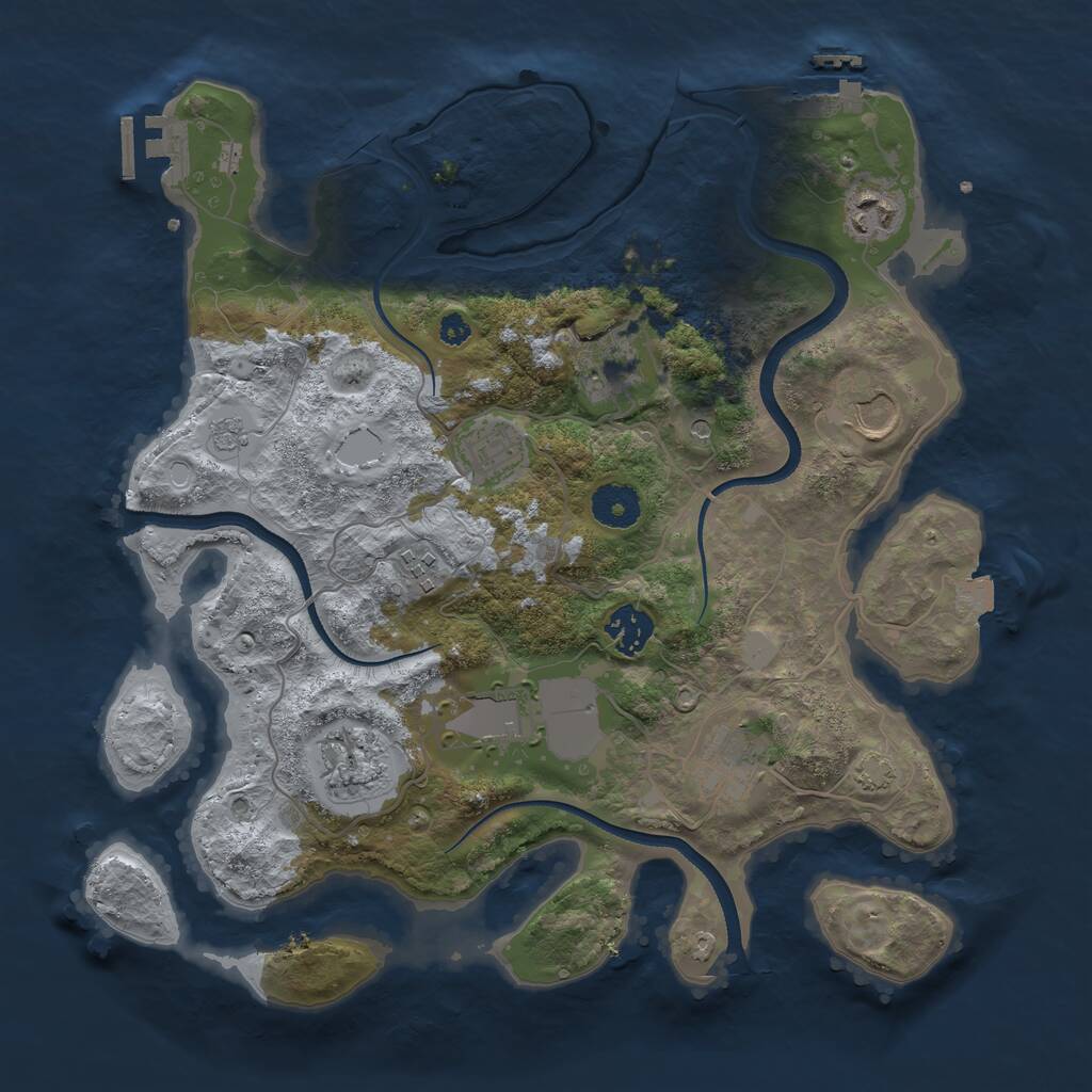 Rust Map: Procedural Map, Size: 3500, Seed: 34233, 15 Monuments