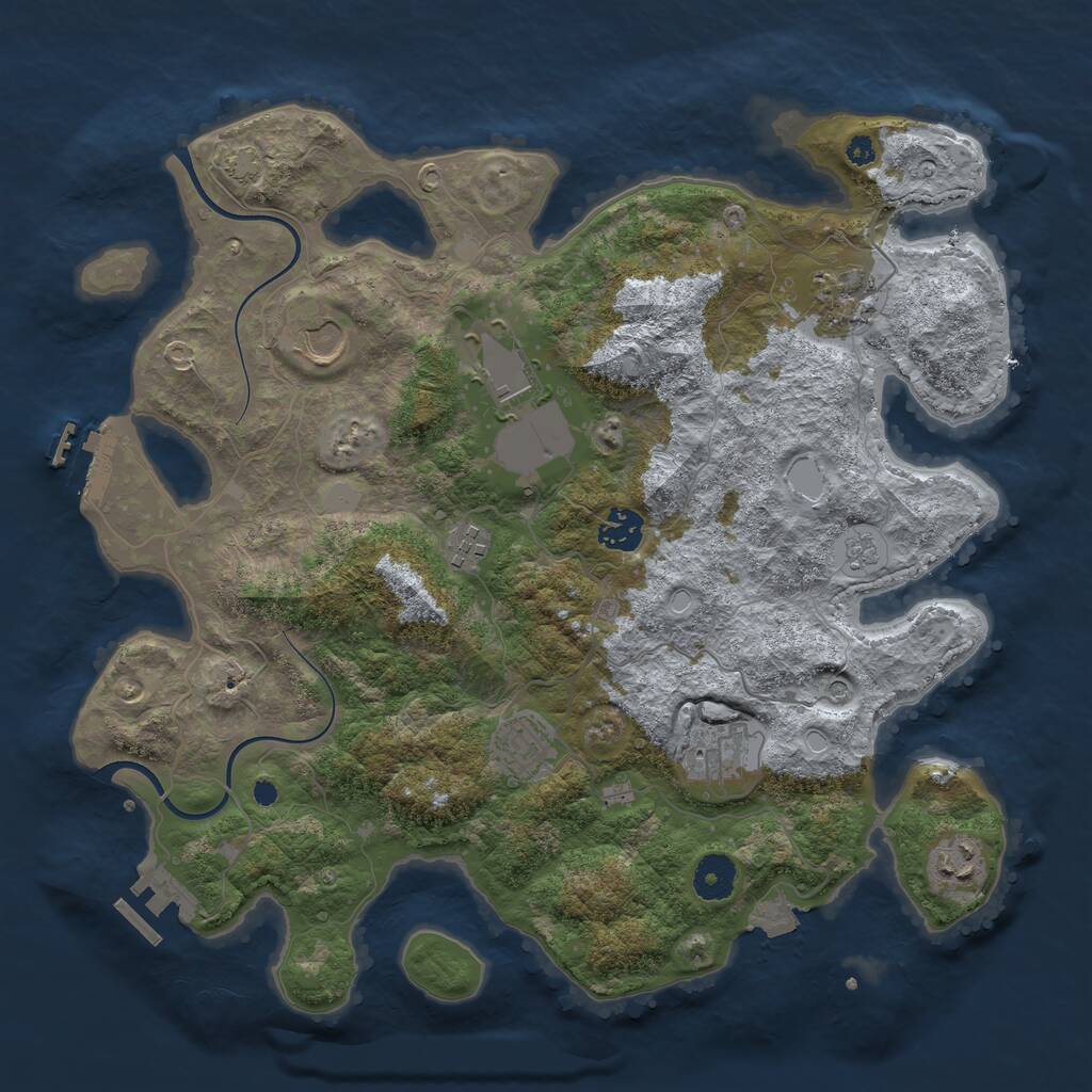 Rust Map: Procedural Map, Size: 3700, Seed: 186055736, 14 Monuments