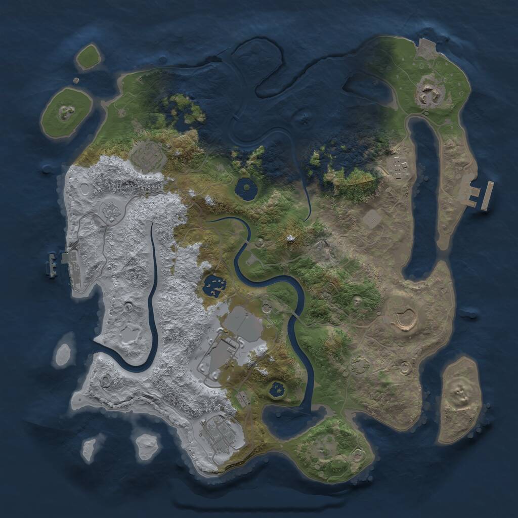 Rust Map: Procedural Map, Size: 3500, Seed: 2119689680, 13 Monuments
