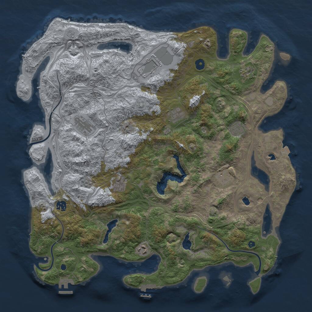 Rust Map: Procedural Map, Size: 4500, Seed: 8742368, 16 Monuments