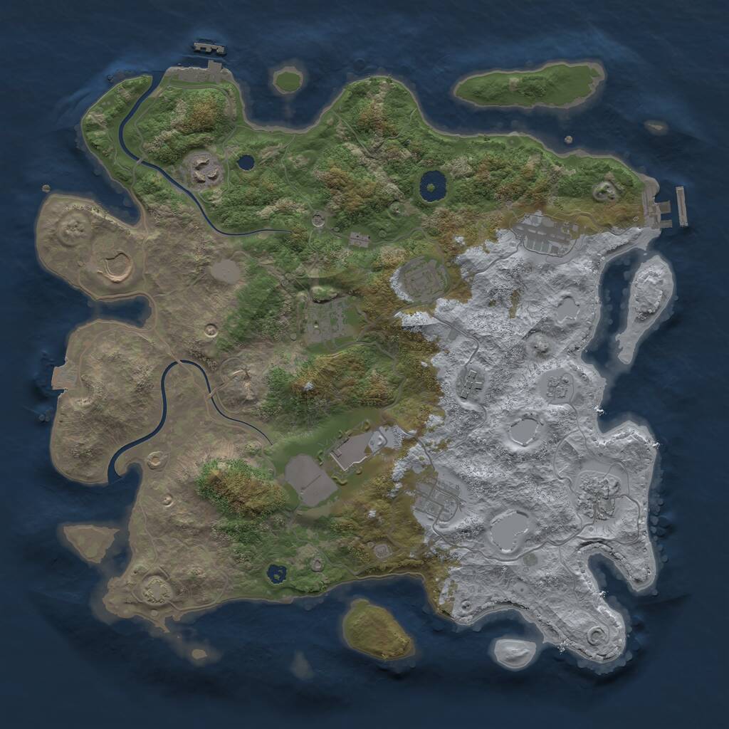 Rust Map: Procedural Map, Size: 3700, Seed: 640690272, 15 Monuments