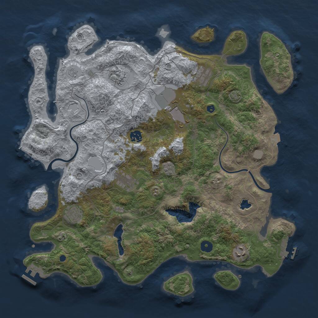 Rust Map: Procedural Map, Size: 4000, Seed: 1951114870, 14 Monuments