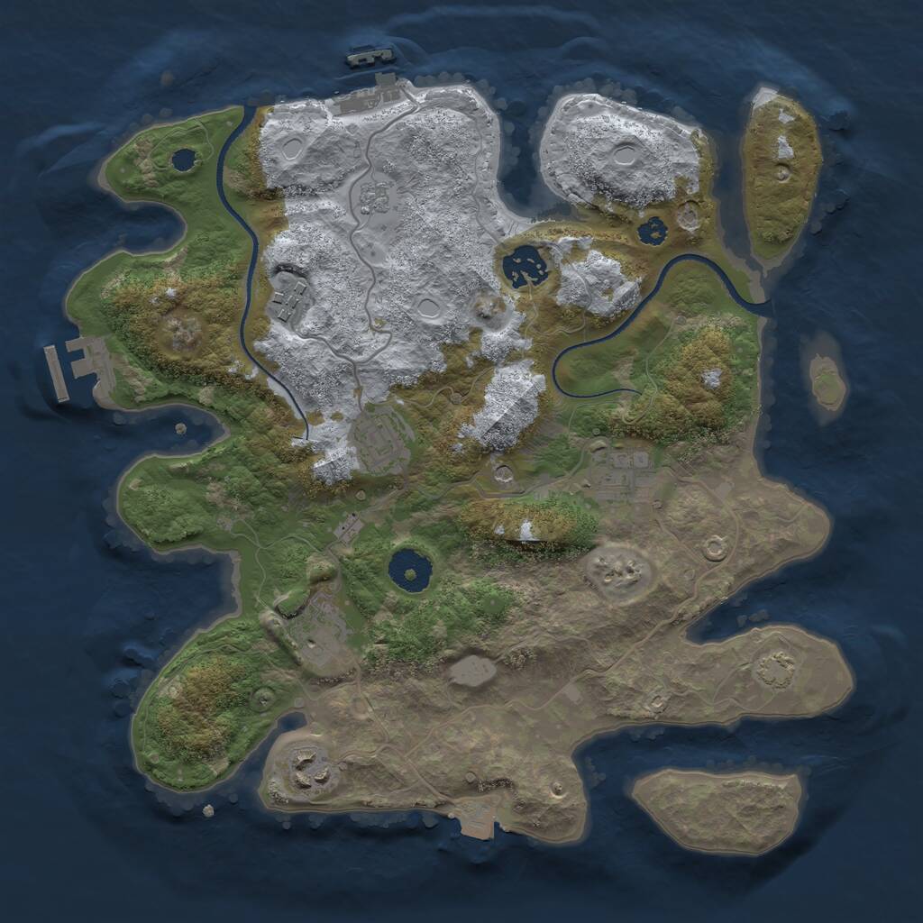 Rust Map: Procedural Map, Size: 3250, Seed: 54081714, 12 Monuments