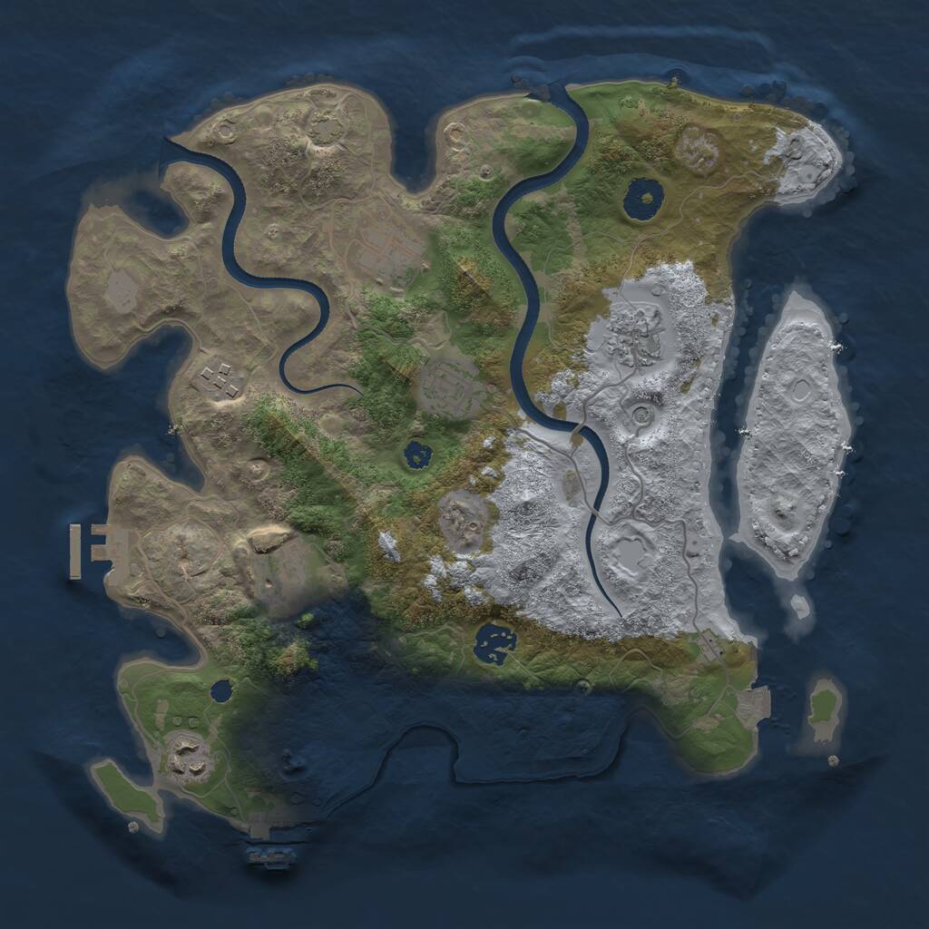 Rust Map: Procedural Map, Size: 3400, Seed: 25, 12 Monuments