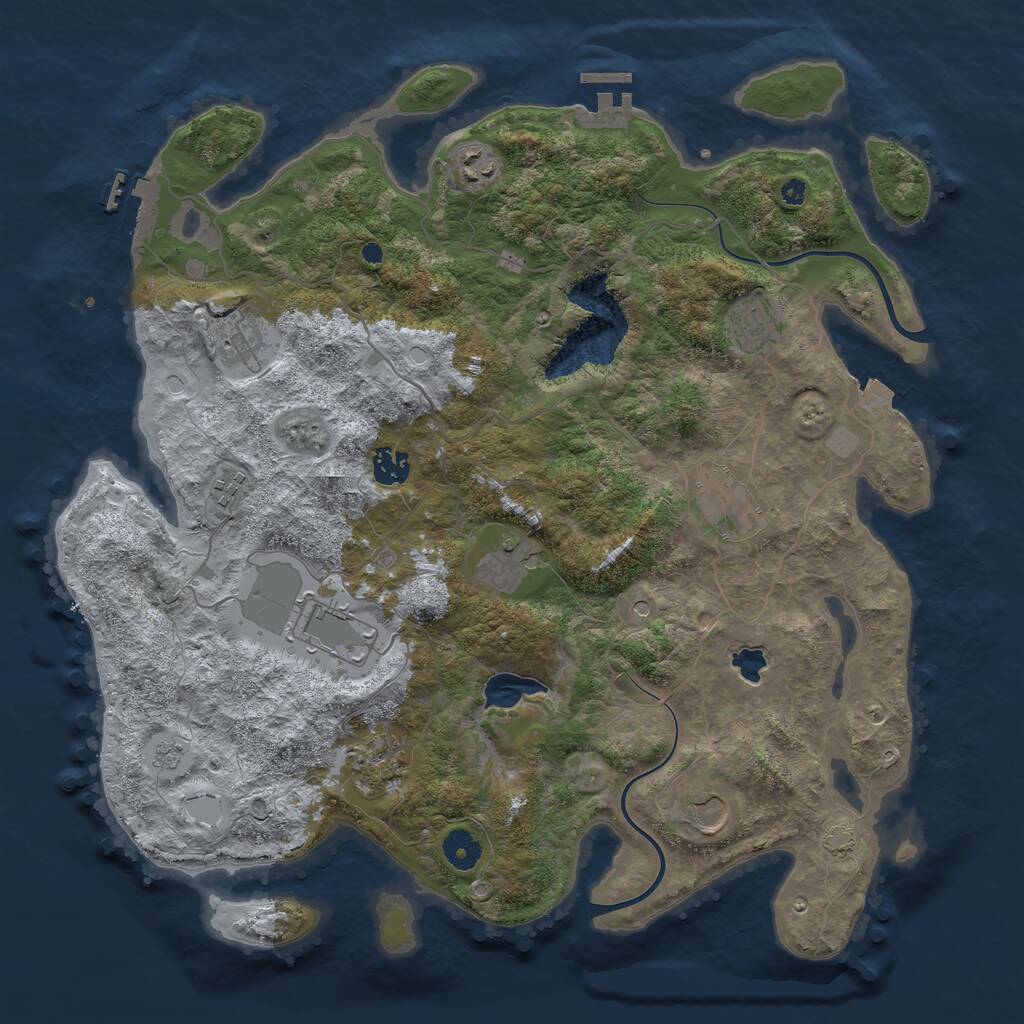 Rust Map: Procedural Map, Size: 4000, Seed: 984834428, 16 Monuments
