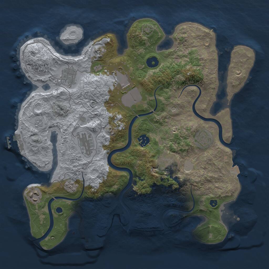 Rust Map: Procedural Map, Size: 3500, Seed: 562924349, 14 Monuments