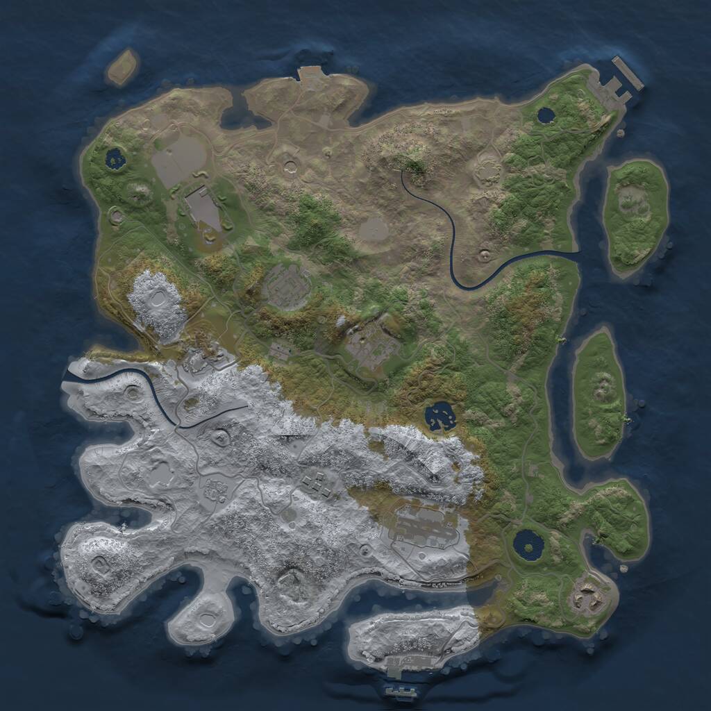 Rust Map: Procedural Map, Size: 3500, Seed: 547745, 14 Monuments