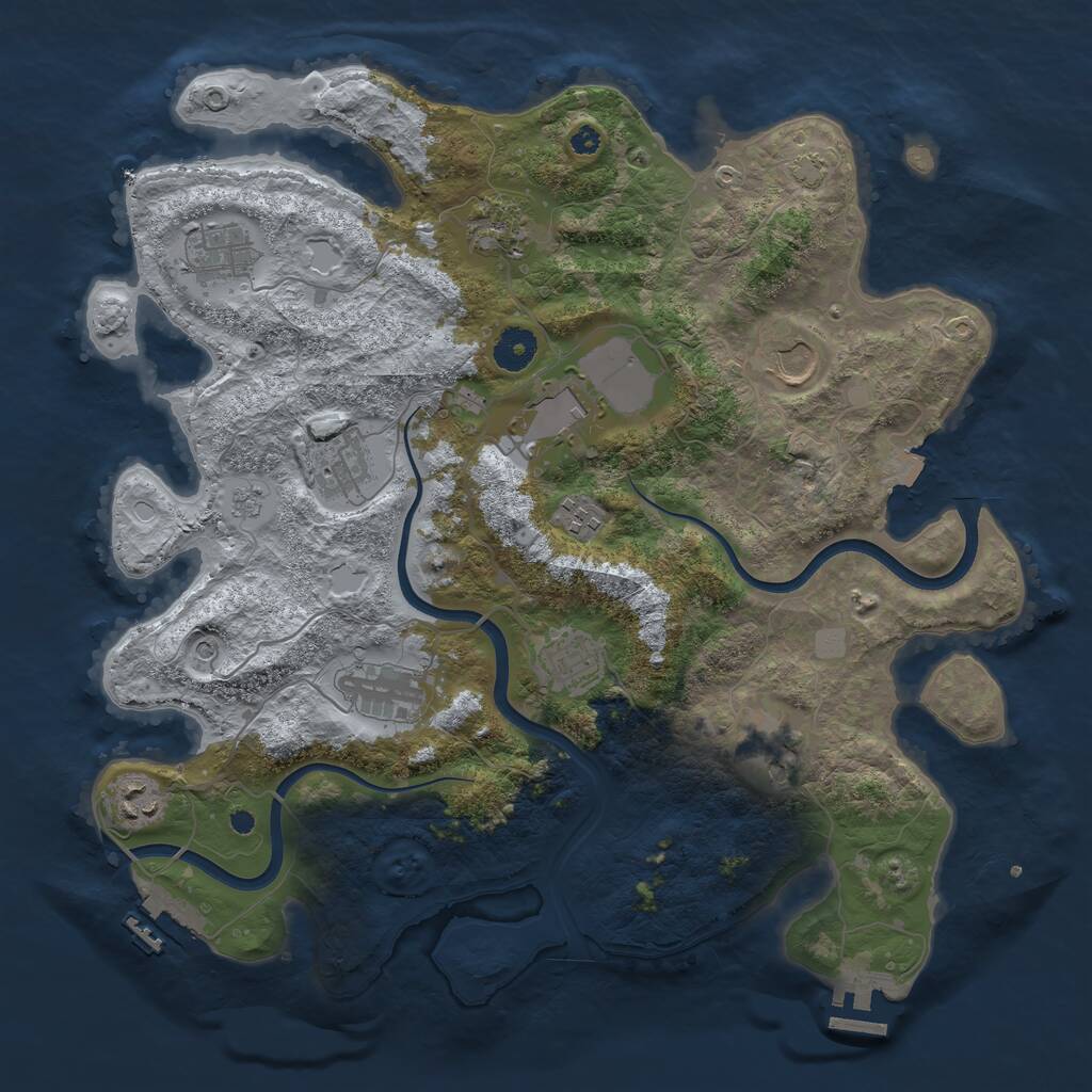Rust Map: Procedural Map, Size: 3800, Seed: 125265487, 16 Monuments
