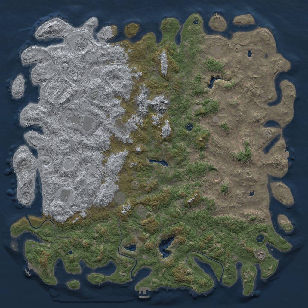 Rust Map: Procedural Map, Size: 6000, Seed: 6451, 17 Monuments