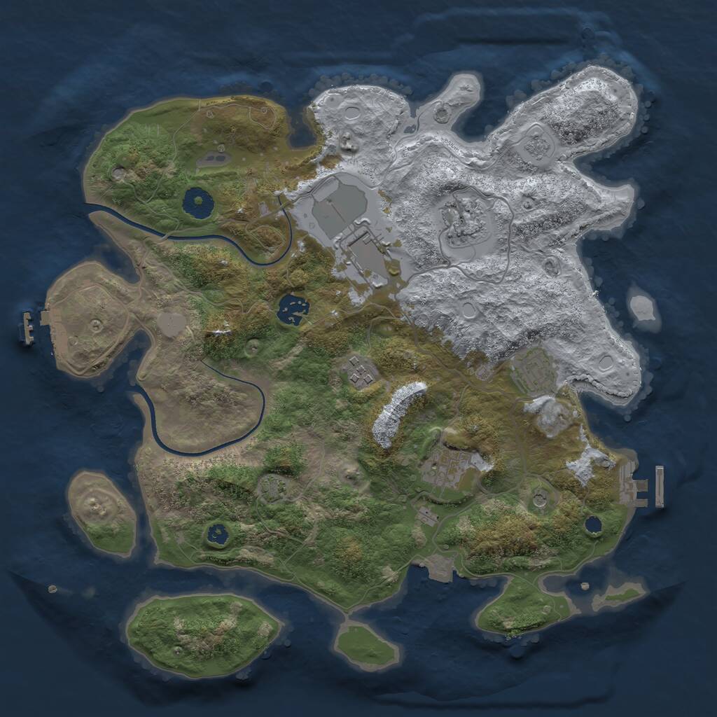 Rust Map: Procedural Map, Size: 3500, Seed: 1110495189, 12 Monuments