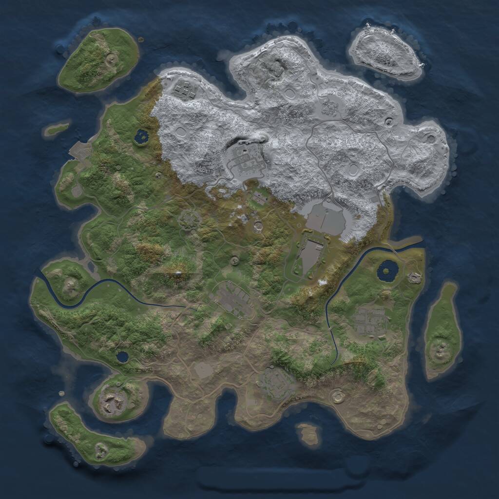 Rust Map: Procedural Map, Size: 3500, Seed: 211243419, 11 Monuments