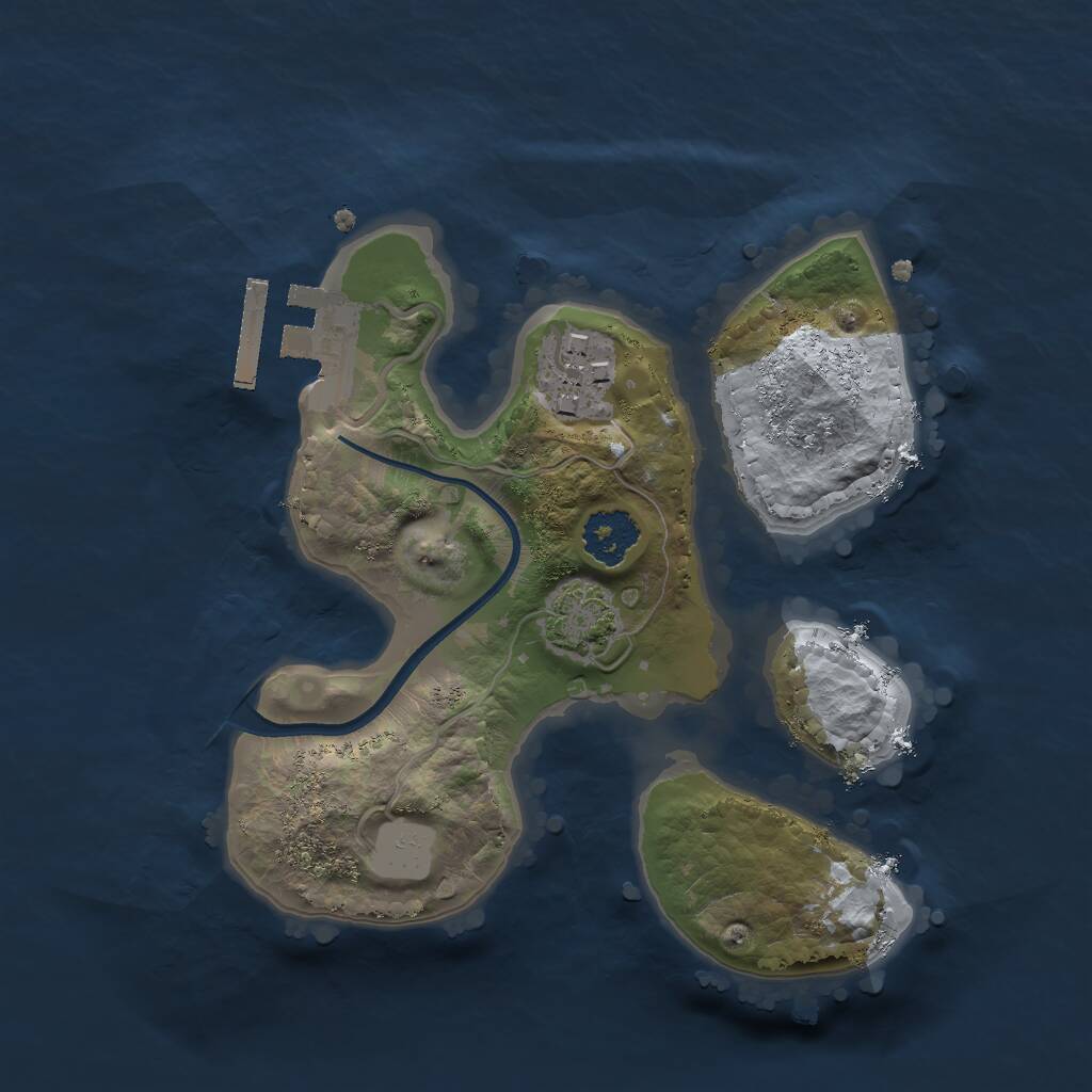 Rust Map: Procedural Map, Size: 2000, Seed: 6576358, 4 Monuments