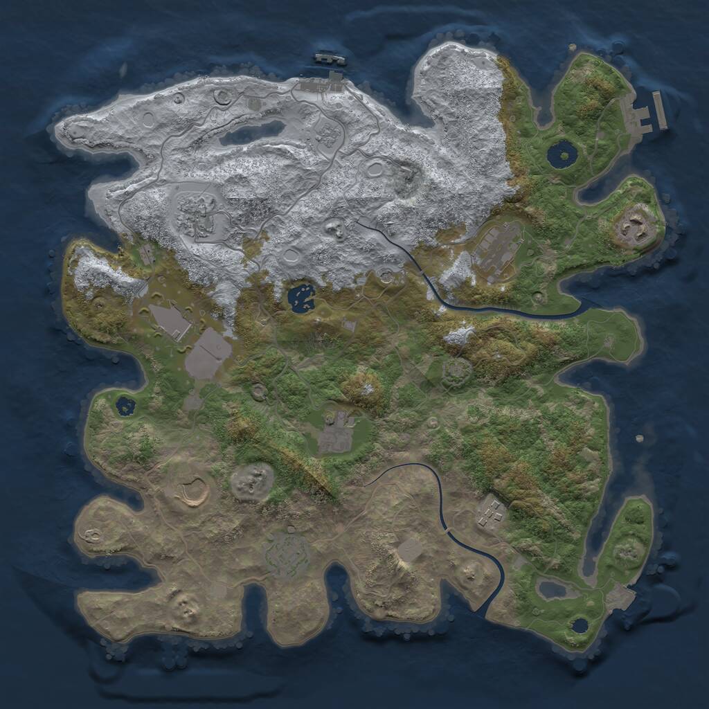 Rust Map: Procedural Map, Size: 3700, Seed: 1194832964, 15 Monuments