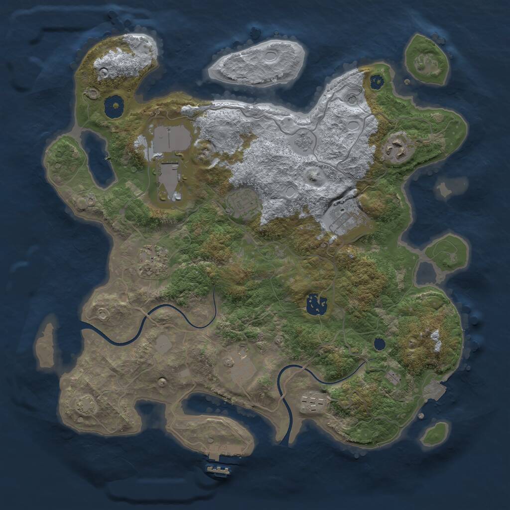 Rust Map: Procedural Map, Size: 3500, Seed: 612062103, 13 Monuments