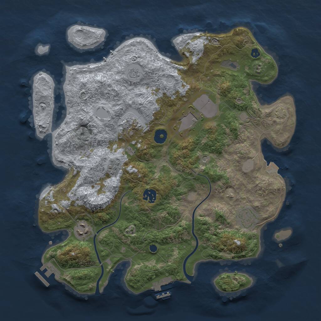 Rust Map: Procedural Map, Size: 3500, Seed: 1037997281, 12 Monuments