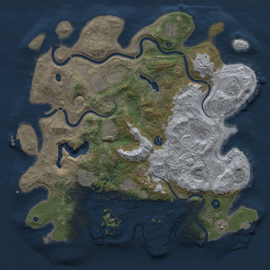 Rust Map: Procedural Map, Size: 4250, Seed: 54826527, 16 Monuments