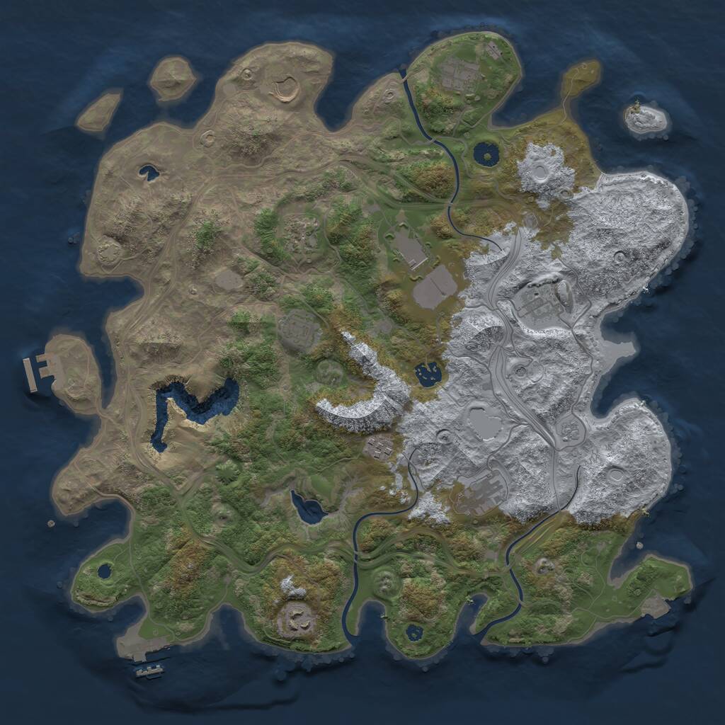 Rust Map: Procedural Map, Size: 4250, Seed: 54826527, 16 Monuments