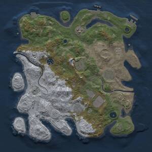 Thumbnail Rust Map: Procedural Map, Size: 3500, Seed: 1185250525, 13 Monuments