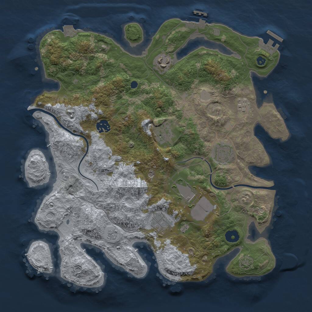 Rust Map: Procedural Map, Size: 3500, Seed: 1185250525, 13 Monuments